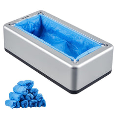 Shoe Cover Dispenser, Automatic Shoe Covers Dispenser with 100 Pcs of Non-Slip Disposable Shoes Covers, Fits Size Up to US 11, for Home, Office, Lab, Factory, Hospital, Indoor Use, Silver