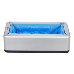 Shoe Cover Dispenser, Automatic Shoe Covers Dispenser with 100 Pcs of Non-Slip Disposable Shoes Covers, Fits Size Up to US 11, for Home, Office, Lab, Factory, Hospital, Indoor Use, Silver