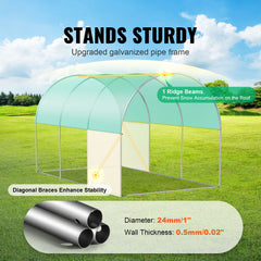 Walk-in Tunnel Greenhouse 9.58x6.43x6.23ft Galvanized Frame PE Cover Green