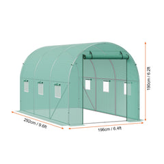 Walk-in Tunnel Greenhouse 9.58x6.43x6.23ft Galvanized Frame PE Cover Green