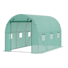 Walk-in Tunnel Greenhouse 9.58x6.43x6.23ft Galvanized Frame PE Cover Green