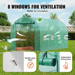 Walk-in Tunnel Greenhouse 14.6x6.36x6.3ft Galvanized Frame PE Cover Green