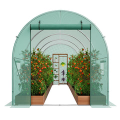 Walk-in Tunnel Greenhouse 14.6x6.36x6.3ft Galvanized Frame PE Cover Green