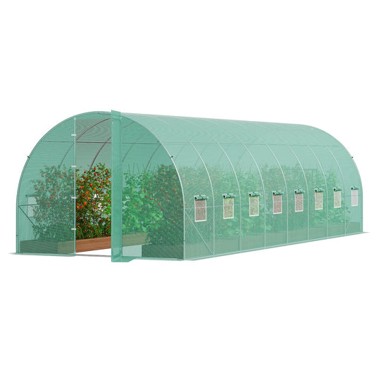 Walk-in Tunnel Greenhouse 27.38x9.5x7.38ft Galvanized Frame PE Cover Green
