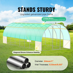 Walk-in Tunnel Greenhouse 27.38x9.5x7.38ft Galvanized Frame PE Cover Green