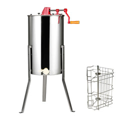 Manual Honey Extractor, 2/4 Frames Honey Spinner Extractor, Stainless Steel Beekeeping Extraction, Honeycomb Drum Spinner with Lid, Apiary Centrifuge Equipment with Height Adjustable Stand