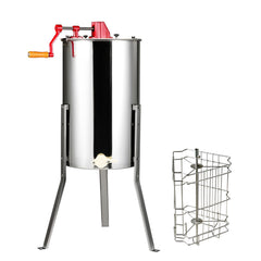 Manual Honey Extractor, 2/4 Frames Honey Spinner Extractor, Stainless Steel Beekeeping Extraction, Honeycomb Drum Spinner with Lid, Apiary Centrifuge Equipment with Height Adjustable Stand