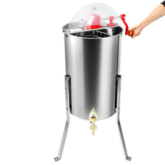 Manual Honey Extractor, 2/4 Frames Honey Spinner Extractor, Stainless Steel Beekeeping Extraction, Honeycomb Drum Spinner with Lid, Apiary Centrifuge Equipment with Height Adjustable Stand