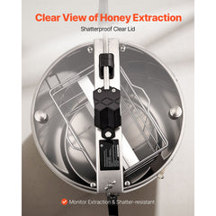 Honey Extractor, 2 Frame Manual Honey Spinner with Transparent Lid, Stainless Steel Honeycomb Drum Spinner with Height Adjustable Stand, Honeycomb Extraction Centrifuge Equipment for Beekeeping