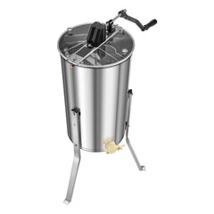 Honey Extractor, 2 Frame Manual Honey Spinner with Transparent Lid, Stainless Steel Honeycomb Drum Spinner with Height Adjustable Stand, Honeycomb Extraction Centrifuge Equipment for Beekeeping