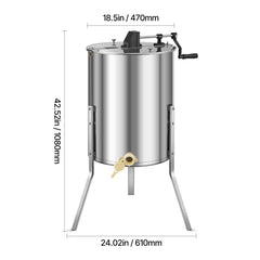Honey Extractor, 4/8 Frame Manual Honey Spinner with Transparent Lid, Stainless Steel Honeycomb Drum Spinner with Height Adjustable Stand, Honeycomb Extraction Equipment for Beekeeping