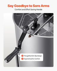 Honey Extractor, 4/8 Frame Manual Honey Spinner with Transparent Lid, Stainless Steel Honeycomb Drum Spinner with Height Adjustable Stand, Honeycomb Extraction Equipment for Beekeeping