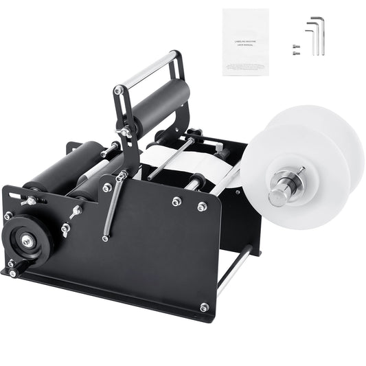 Manual Round Labeling Machine, 15-20pcs/min, Bottle Label Applicator for Round Bottles, Adjustable Manual Round Bottle Labeler Suitable for Round Bottle Diameter 20-120 mm (with Pressing Bar)