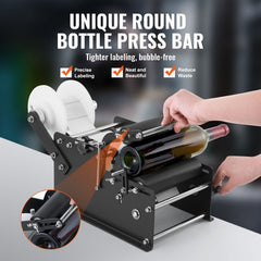 Manual Round Labeling Machine, 15-20pcs/min, Bottle Label Applicator for Round Bottles, Adjustable Manual Round Bottle Labeler Suitable for Round Bottle Diameter 20-120 mm (with Pressing Bar)