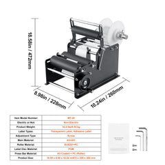 Manual Round Labeling Machine, 15-20pcs/min, Bottle Label Applicator for Round Bottles, Adjustable Manual Round Bottle Labeler Suitable for Round Bottle Diameter 20-120 mm (with Pressing Bar)