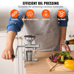 Manual Oil Press Machine, Stainless Steel Oil Extractor Machine, Detachable Oil Presser for Effortless Cleaning, Household Oil Expeller for Pressing Peanuts, Sesame Seeds, Rapeseed, Tea Seeds