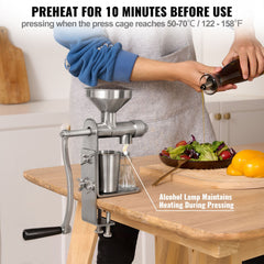 Manual Oil Press Machine, Stainless Steel Oil Extractor Machine, Detachable Oil Presser for Effortless Cleaning, Household Oil Expeller for Pressing Peanuts, Sesame Seeds, Rapeseed, Tea Seeds