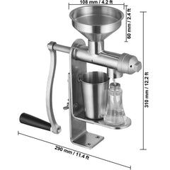 Manual Oil Press Machine, Stainless Steel Oil Extractor Machine, Detachable Oil Presser for Effortless Cleaning, Household Oil Expeller for Pressing Peanuts, Sesame Seeds, Rapeseed, Tea Seeds