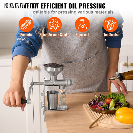 Manual Oil Press Machine, Stainless Steel Oil Extractor Machine, Detachable Oil Presser for Effortless Cleaning, Household Oil Expeller for Pressing Peanuts, Sesame Seeds, Rapeseed, Tea Seeds