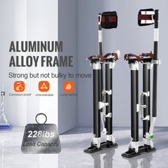 Drywall Stilts, 61-101.6 cm Adjustable Aluminum Tool Stilts with Protective Knee Pads, Durable and Non-slip Work Stilts for Sheetrock Painting, Walking, Taping, Black