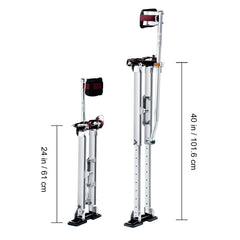 Drywall Stilts, 24''-40'' Adjustable Aluminum Tool Stilts with Protective Knee Pads, Durable and Non-Slip Work Stilts for Sheetrock Painting, Walking, Taping, Silver