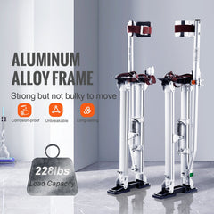 Drywall Stilts, 24''-40'' Adjustable Aluminum Tool Stilts with Protective Knee Pads, Durable and Non-Slip Work Stilts for Sheetrock Painting, Walking, Taping, Silver