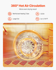 Food Dehydrator Machine, 8 Stainless Steel Trays, 400W Electric Food Dryer with Adjustable Temperature & 24-Hour Timer, Freeze Dryer for Jerky, Meat, Fruit, Vegetables, Herbs, Dog Treats