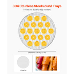 12 Trays Rotary Food Dehydrator Machine Stainless Steel 800W Fruit Drying