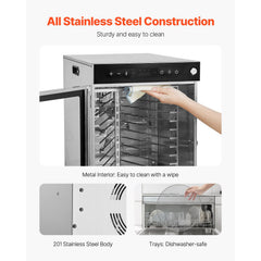 12 Trays Rotary Food Dehydrator Machine Stainless Steel 800W Fruit Drying