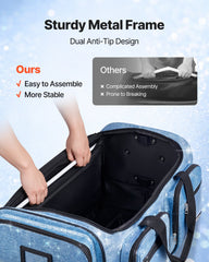 Dance Bag with Garment Rack, 736.6 mm Rolling Dance Duffel, with Wheels, USB Port, Height Adjustable Clothes Rack, Privacy Protection Curtain, Ideal for Travel and Competitions, Sparkling Blue