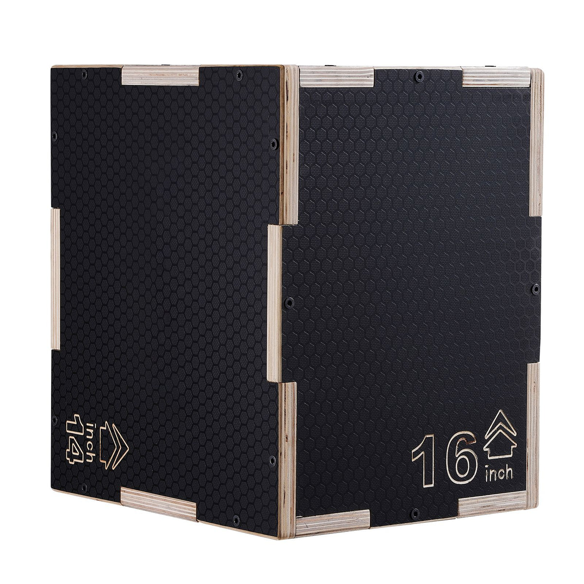 3 in 1 Plyometric Jump Box, 16/14/12 Inch Wooden Plyo Box, Platform & Jumping Agility Box, Anti-Slip Fitness Exercise Step Up Box for Home Gym Training, Conditioning Strength Training, Black