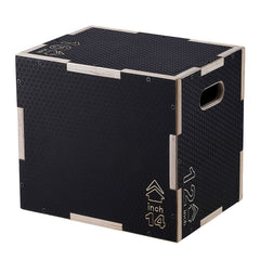 3 in 1 Plyometric Jump Box, 16/14/12 Inch Wooden Plyo Box, Platform & Jumping Agility Box, Anti-Slip Fitness Exercise Step Up Box for Home Gym Training, Conditioning Strength Training, Black