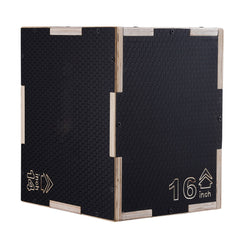 3 in 1 Plyometric Jump Box, 16/14/12 Inch Wooden Plyo Box, Platform & Jumping Agility Box, Anti-Slip Fitness Exercise Step Up Box for Home Gym Training, Conditioning Strength Training, Black