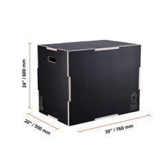 3 in 1 Plyometric Jump Box, 30/24/20 Inch Wooden Plyo Box, Platform & Jumping Agility Box, Anti-Slip Fitness Exercise Step Up Box for Home Gym Training, Conditioning Strength Training, Black