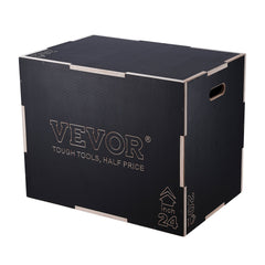 3 in 1 Plyometric Jump Box, 30/24/20 Inch Wooden Plyo Box, Platform & Jumping Agility Box, Anti-Slip Fitness Exercise Step Up Box for Home Gym Training, Conditioning Strength Training, Black