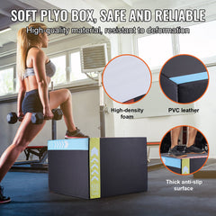 3 in 1 Plyometric Jump Box, 30/24/20 Inch Foam Plyo Box, Platform & Jumping Agility Box, Anti-Slip Fitness Exercise Step Up Box for Home Gym Training, Conditioning Strength Training, Black