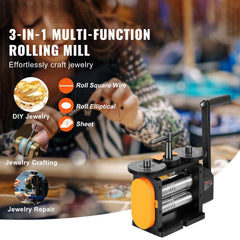 Rolling Mill, 2.24"/57 mm Jewelry Rolling Mill Machine, 1: 2 Gear Ratio, 3-in-1 Multi-function Rolling Mill, 0-5.5 mm Press Thickness for Metal Jewelry Making Sheet Square Wire Elliptical