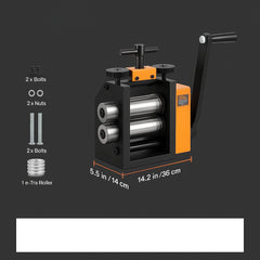 Rolling Mill, 2.95"/75 mm Jewelry Rolling Mill Machine, 1: 2 Gear Ratio, 3-in-1 Multi-function Rolling Mill, 0.03-6.5mm Press Thickness for Metal Jewelry Making Sheet Square Wire Semicircle