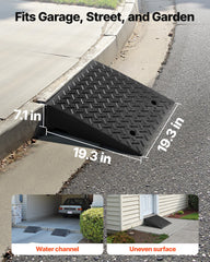Driveway Curb Ramp, 3.175 Tons Load Capacity, 17.8 cm Rise Height Heavy Duty Curbside Bridge Ramp with Drainage Tank for Wheelchairs, Strollers, Motorcycles, Cars, Lawn Mowers & Trailers, 2 Pack