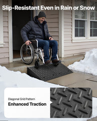Driveway Curb Ramp, 3.175 Tons Load Capacity, 17.8 cm Rise Height Heavy Duty Curbside Bridge Ramp with Drainage Tank for Wheelchairs, Strollers, Motorcycles, Cars, Lawn Mowers & Trailers, 2 Pack
