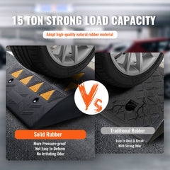 Rubber Curb Ramp 15.2 cm Rise Height Sidewalk Curb Ramp, 37 cm Width 49.1 cm Length Driveway Ramp for Curb, 15T Heavy Duty Rubber Ramp for Forklifts, Trucks, Buses, Cars, Wheelchairs, Bikes