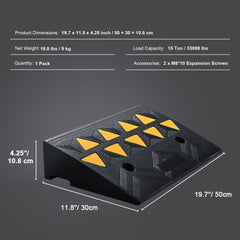 Rubber Curb Ramp 10.8 cm Rise Height Sidewalk Curb Ramp, 30 cm Width 50 cm Length Driveway Ramp for Curb, 15T Heavy Duty Rubber Ramp for Forklifts, Trucks, Buses, Cars, Wheelchairs, Bikes