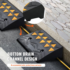 Rubber Curb Ramp 2 Pack, 12.7 cm Rise Height Heavy-Duty 15 tons Load Capacity Threshold Ramps, Driveway Ramps with Stable Grid Structure for Cars, Wheelchairs, Bikes, Motorcycles
