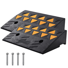 Rubber Curb Ramp 2 Pack, 12.7 cm Rise Height Heavy-Duty 15 tons Load Capacity Threshold Ramps, Driveway Ramps with Stable Grid Structure for Cars, Wheelchairs, Bikes, Motorcycles