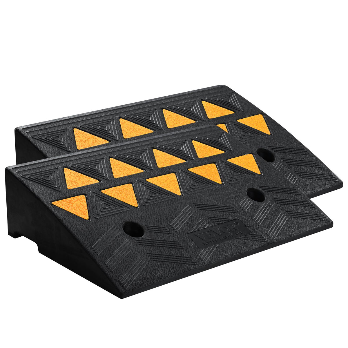 Rubber Curb Ramp 2 Pack, 12.7 cm Rise Height Heavy-Duty 15 tons Load Capacity Threshold Ramps, Driveway Ramps with Stable Grid Structure for Cars, Wheelchairs, Bikes, Motorcycles