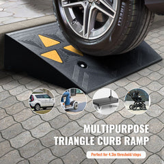 Rubber Curb Ramp 2 Pack, 11 cm Rise Height Heavy-Duty 15 tons Load Capacity Threshold Ramps, Driveway Ramps with Stable Grid Structure for Cars, Wheelchairs, Bikes, Motorcycles