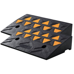 Rubber Curb Ramp 2 Pack, 11 cm Rise Height Heavy-Duty 15 tons Load Capacity Threshold Ramps, Driveway Ramps with Stable Grid Structure for Cars, Wheelchairs, Bikes, Motorcycles