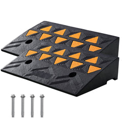 Rubber Curb Ramp 2 Pack, 11 cm Rise Height Heavy-Duty 15 tons Load Capacity Threshold Ramps, Driveway Ramps with Stable Grid Structure for Cars, Wheelchairs, Bikes, Motorcycles