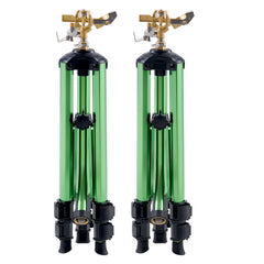 Impact Sprinkler on Tripod Base, 2 Packs, Heavy Duty Tripod Sprinklers with Brass Head & G3/4" Connector, 360 Degree Large Area Irrigation Sprinkler, Adjustable Heights Sprinkler for Yard