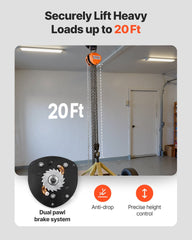 Hand Chain Hoist, 3 Ton Capacity, Manual Chain Block with Upgrade G80 Galvanized Chain, 6 m Lifting Height, Heavy Duty Pulley Hoist for Garage Warehouse Automotive Machinery, Orange